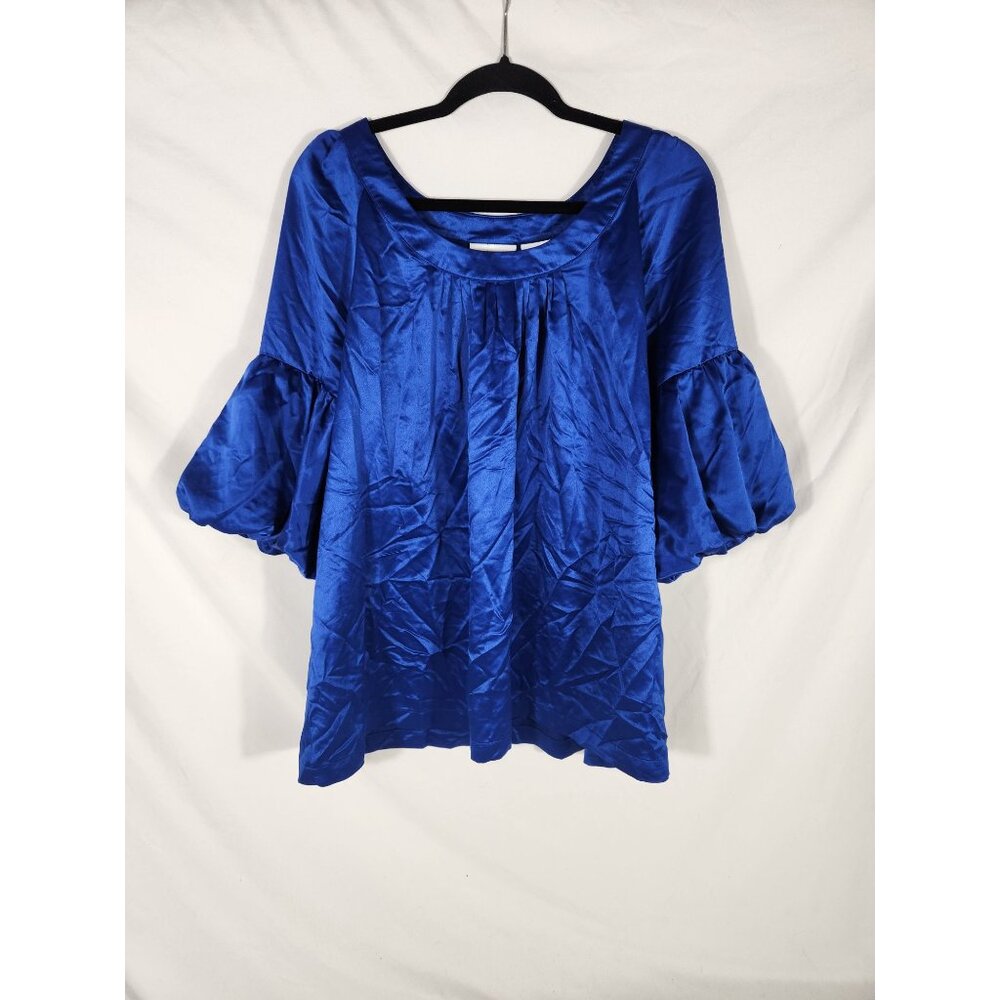 Worthington Womens Colbalt Blue Lantern Sleeve Top Old Money Classic  XL